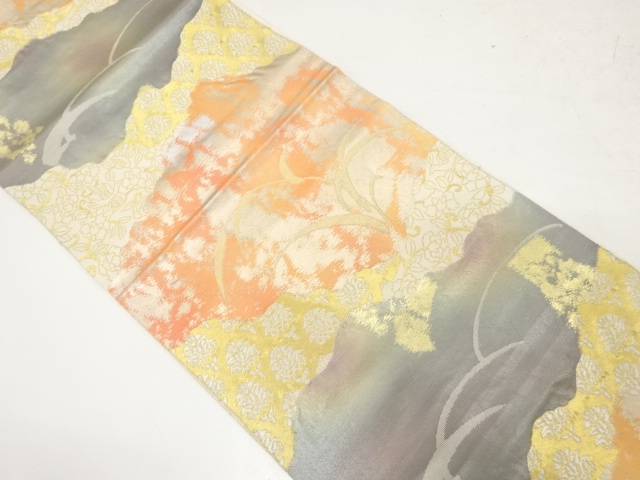 アンティーク　道長取りに草花模様織り出し袋帯（材料）